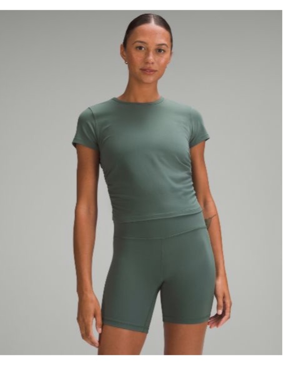 lululemon athletica All It Takes Nulu Crop Tee — Dark Forest Green